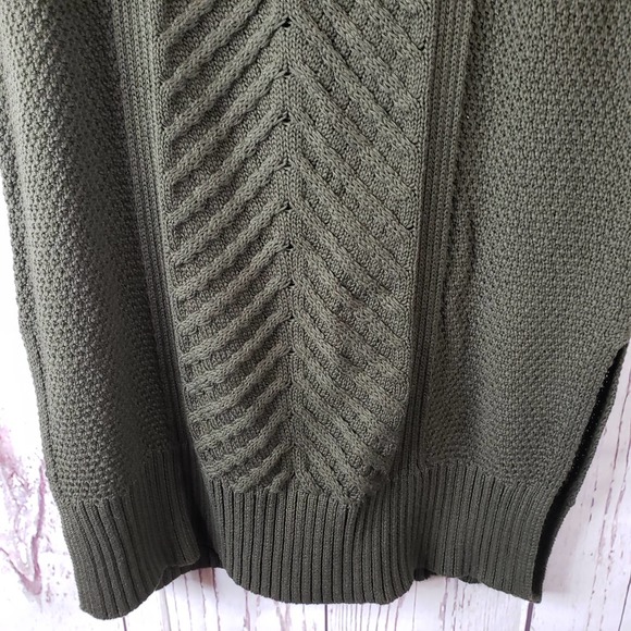 AB Studio Sweater Dress Womens Size Medium Cowl Neck Cable Knit Green - Picture 5 of 8